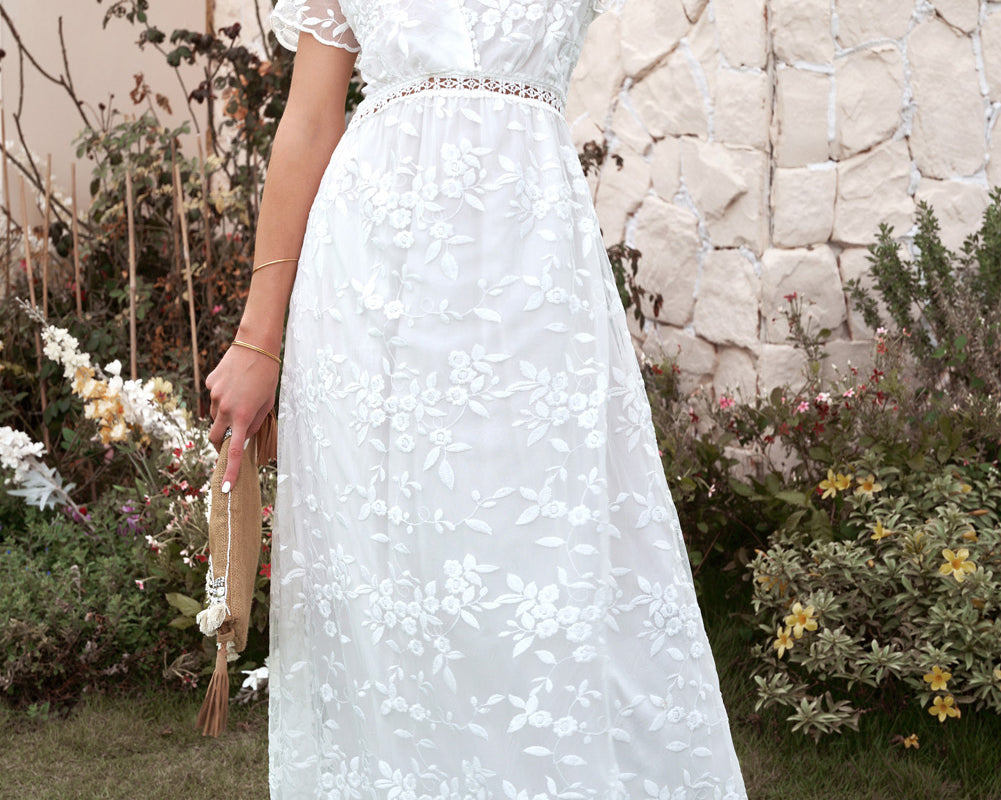 NEWYORKLISTED STYLE COLLECTION: Embroidered Short Sleeve Maxi Dress - NEWYORKLISTED