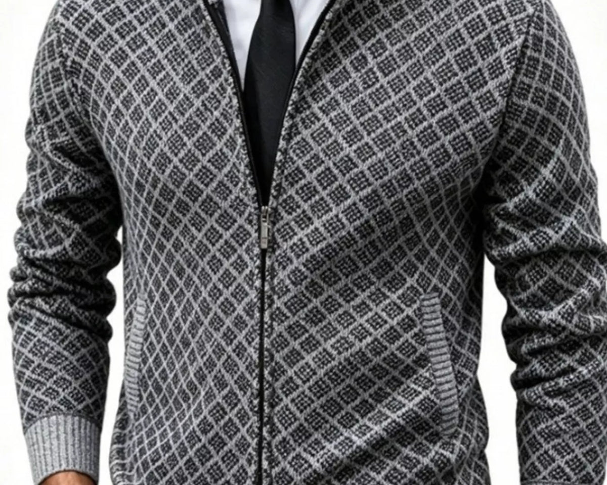 NEWYORKLISTED ATLAS MEN'S COLLECTION – Men's geometric full-zip cardigan, product image 2
