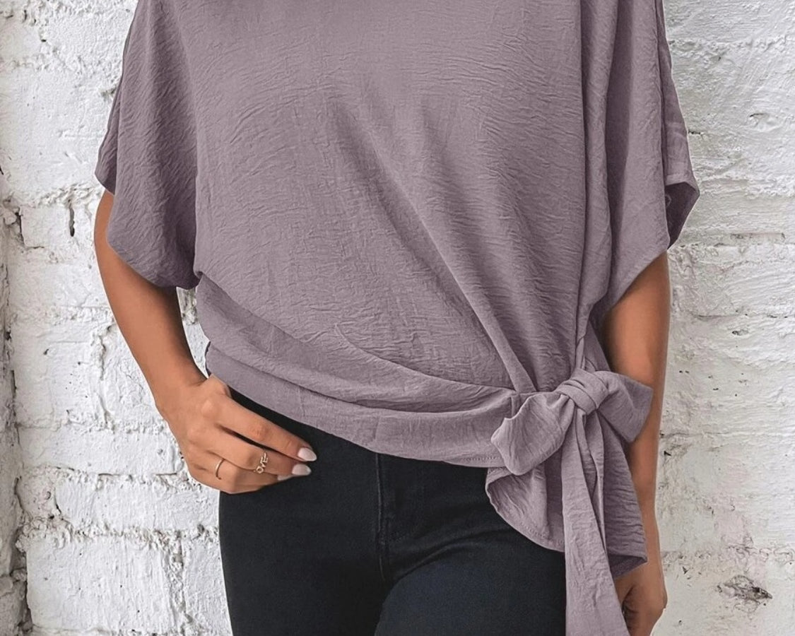 NEWYORKLISTED STYLE COLLECTION: Side Bow Short Sleeve Blouse - NEWYORKLISTED