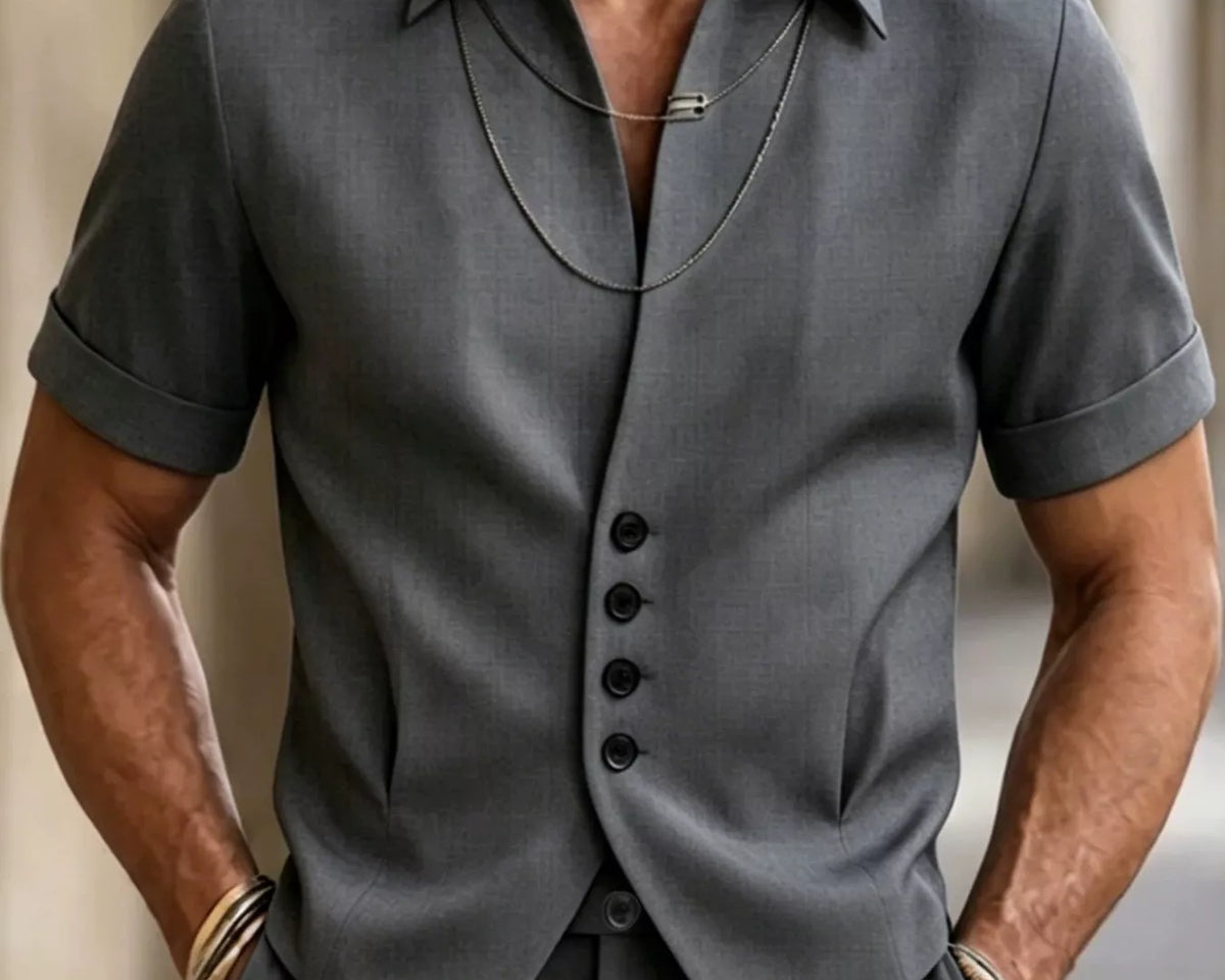 NEWYORKLISTED ATLAS MEN'S COLLECTION – Men's slim-fit short-sleeve button-down shirt, product image 3