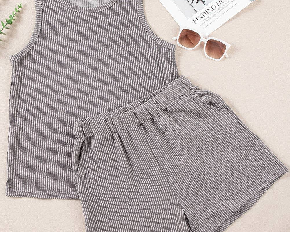 NYLD: Round Neck Sleeveless Top and Shorts Set - NEWYORKLISTED