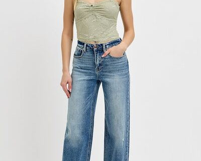 NEWYORKLISTED STYLE COLLECTION: RISEN Distressed Wide Leg Jeans Plus Size