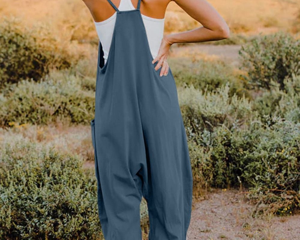 NEWYORKLISTED V-Neck Sleeveless Jumpsuit with Pockets - NEWYORKLISTED