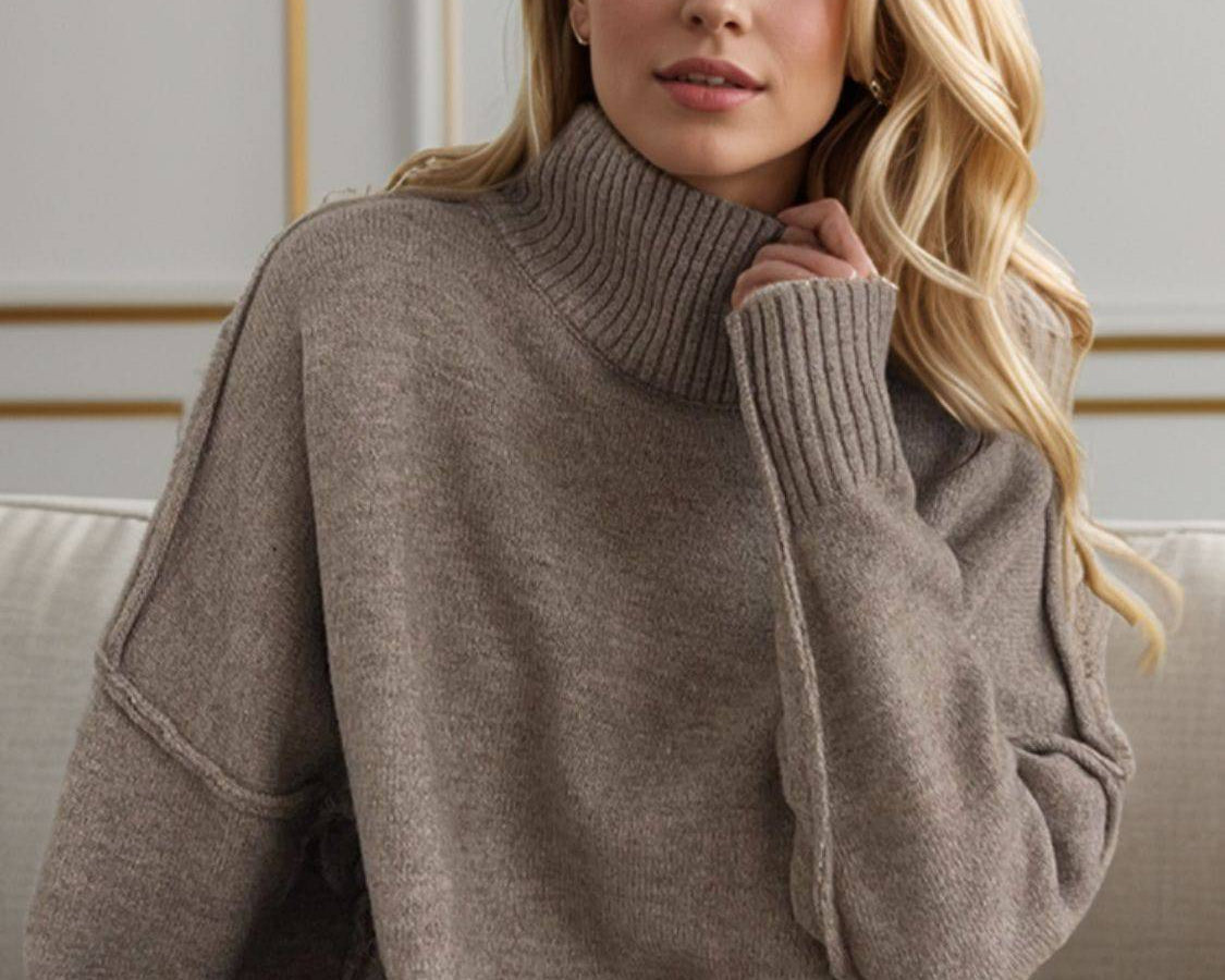 NEWYORKLISTED STYLE COLLECTION: Turtleneck Long Sleeve Top and Pants Sweater Set - NEWYORKLISTED