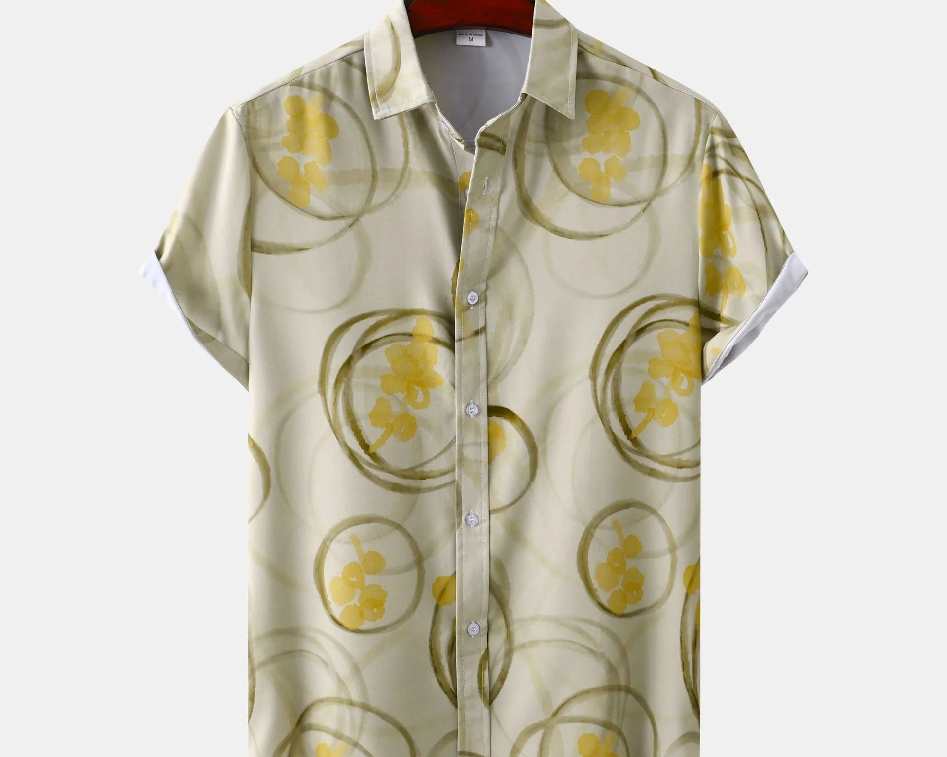 Men's Plus Size Printed Button Up Short Sleeve Shirt