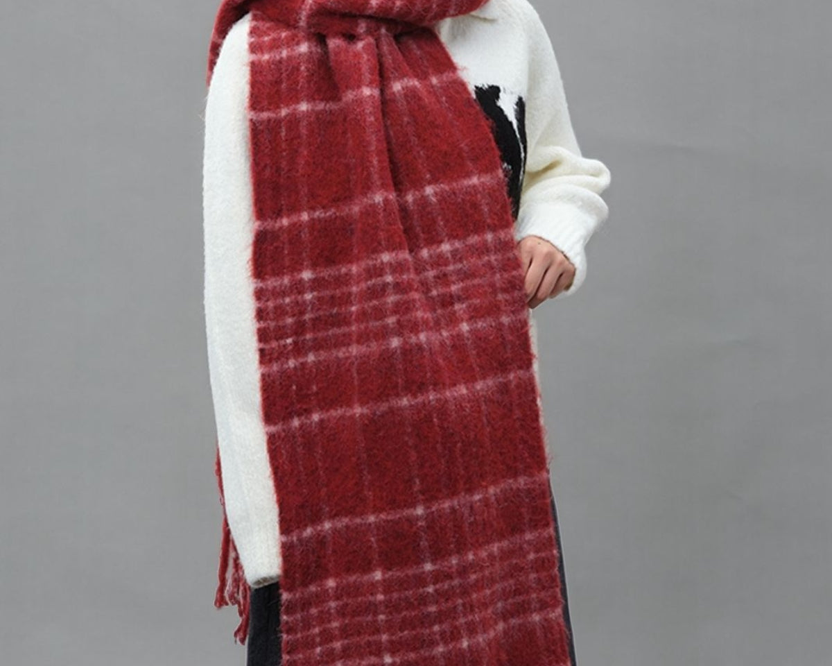 NEWYORKLISTED STYLE COLLECTION: Fringe Plaid Thermal Scarf - NEWYORKLISTED