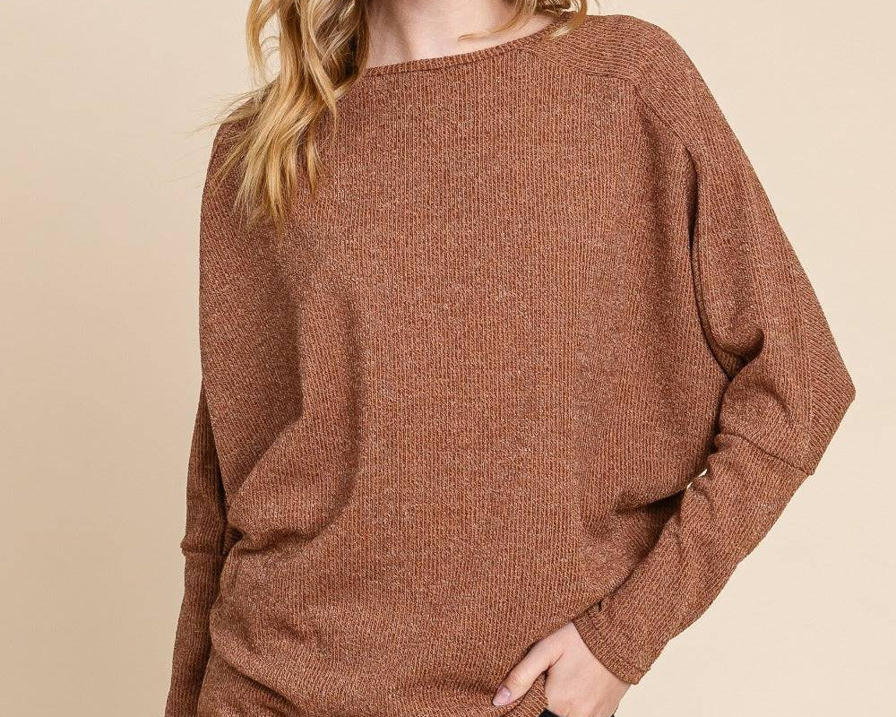 NEWYORKLISTED STYLE COLLECTION: Drop Shoulder Long Sleeve Knit Top - NEWYORKLISTED
