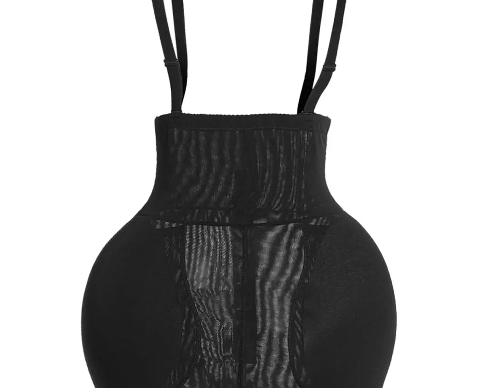 NEWYORKLISTED Intimate Apparel: Black high-waisted shapewear with straps on a white background