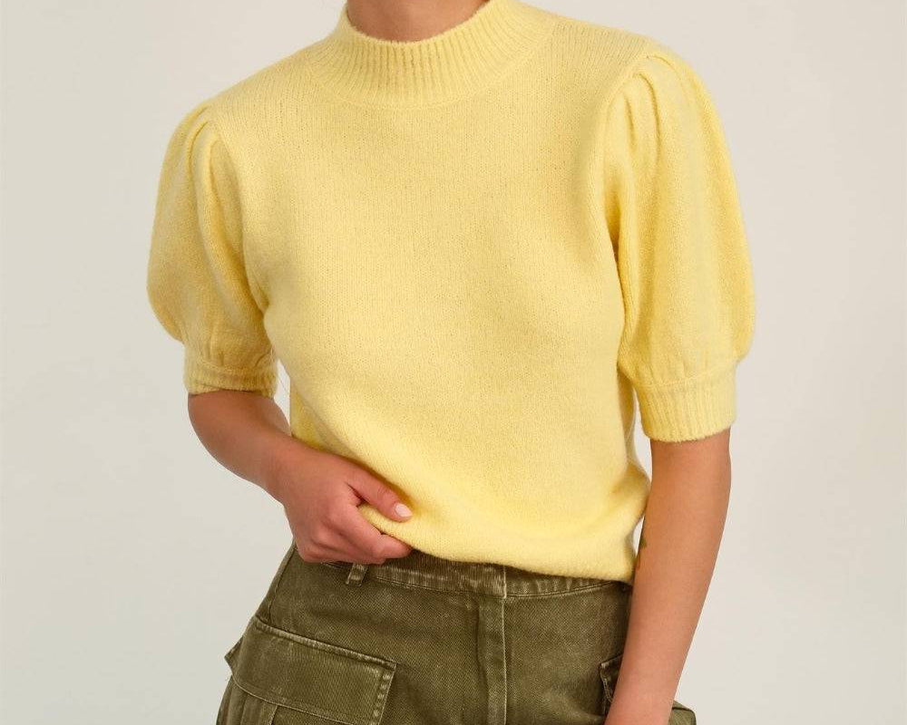 NEWYORKLISTED Style Collection: Mock Neck Puff Sleeve Sweater - NEWYORKLISTED