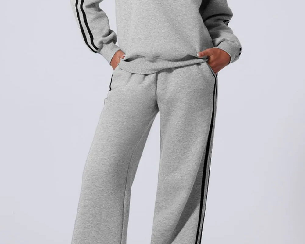 NEWYORKLISTED STYLE COLLECTION: Women's Side-Striped Drawstring Activewear Set (2-Piece Jogger and Top Combo)
