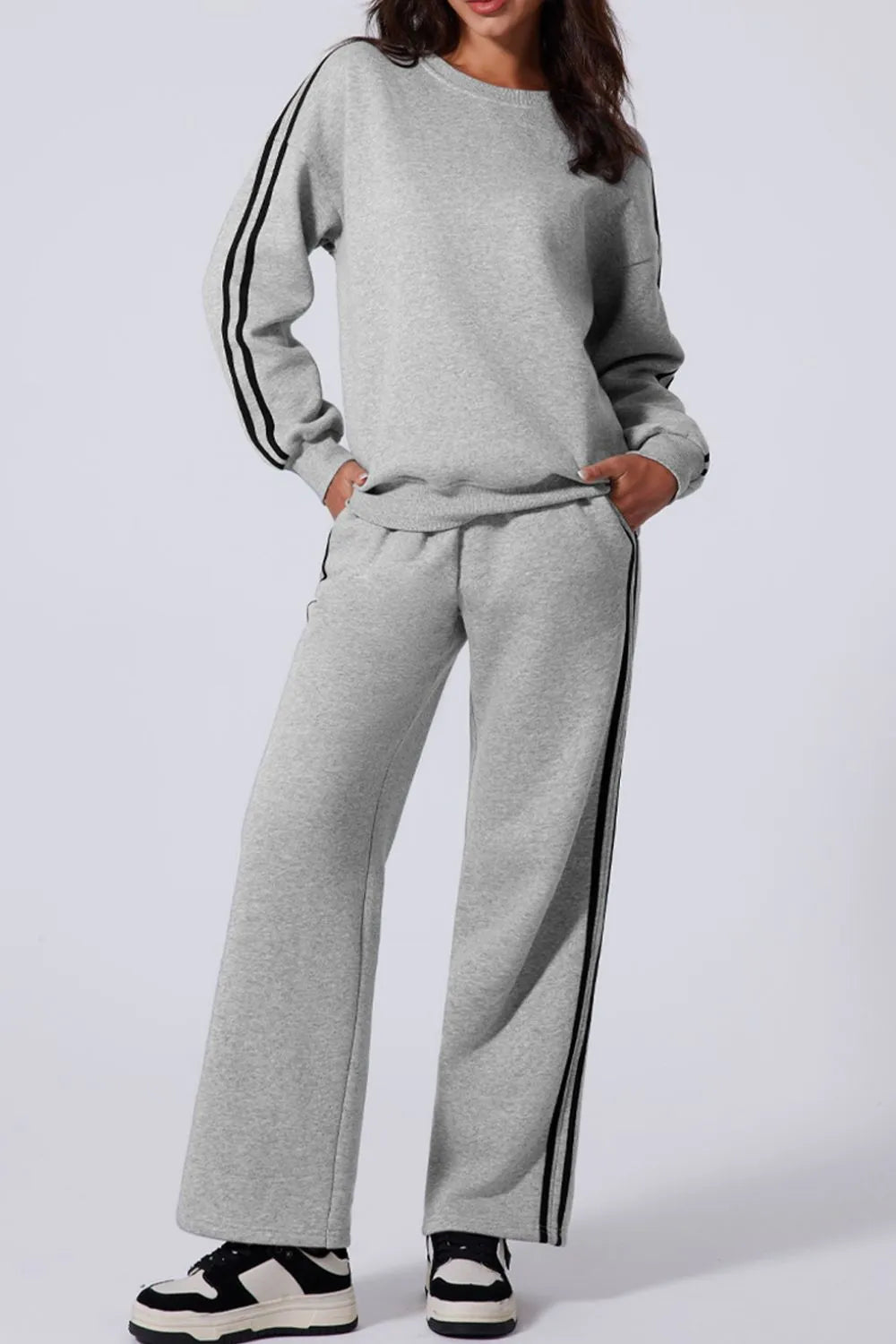 NEWYORKLISTED STYLE COLLECTION: Women's Side-Striped Drawstring Activewear Set (2-Piece Jogger and Top Combo)