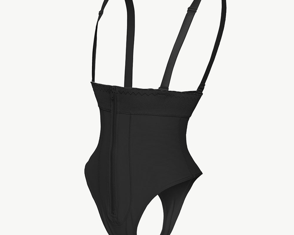 NEWYORKLISTED Intimate Apparel: Black swimsuit with thin straps on a white background
