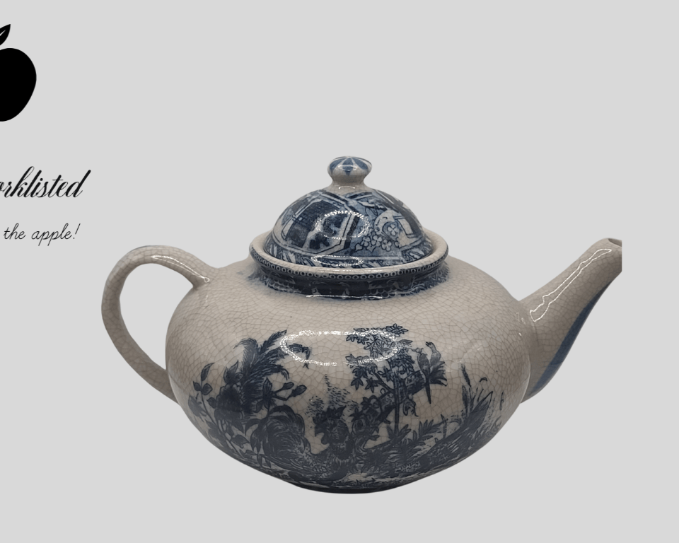 Blue and White Porcelain Teapot – 18th Century Style Replica with Crackle Glaze - NEWYORKLISTED