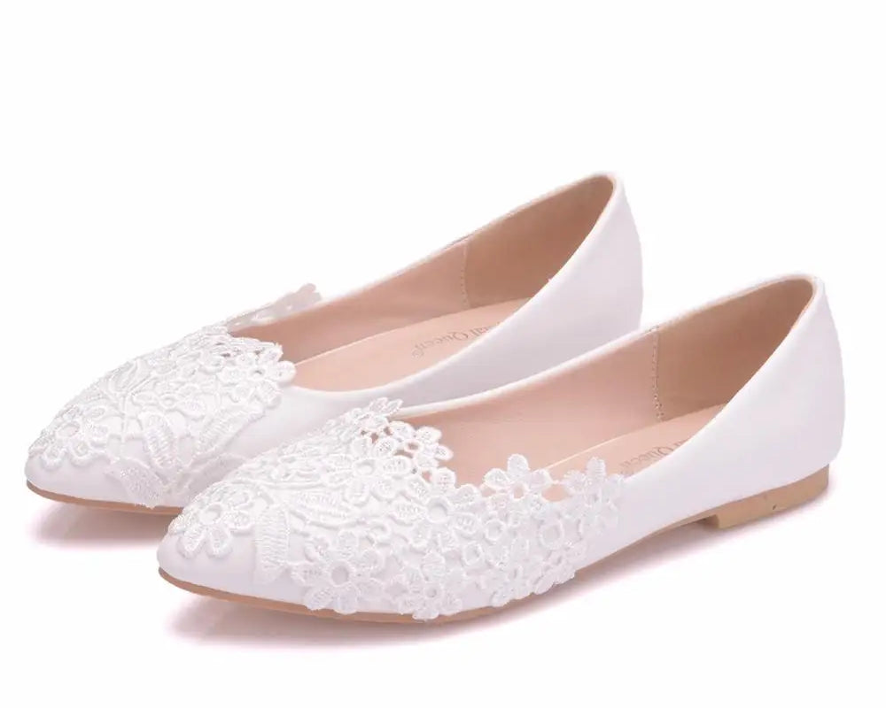 White Lace High Heels Wedding Shoes Bride Party Shoes Women Pumps Paltform Ladies Sandals Bridal Shoes Ankle Strap Wedges - NEWYORKLISTED