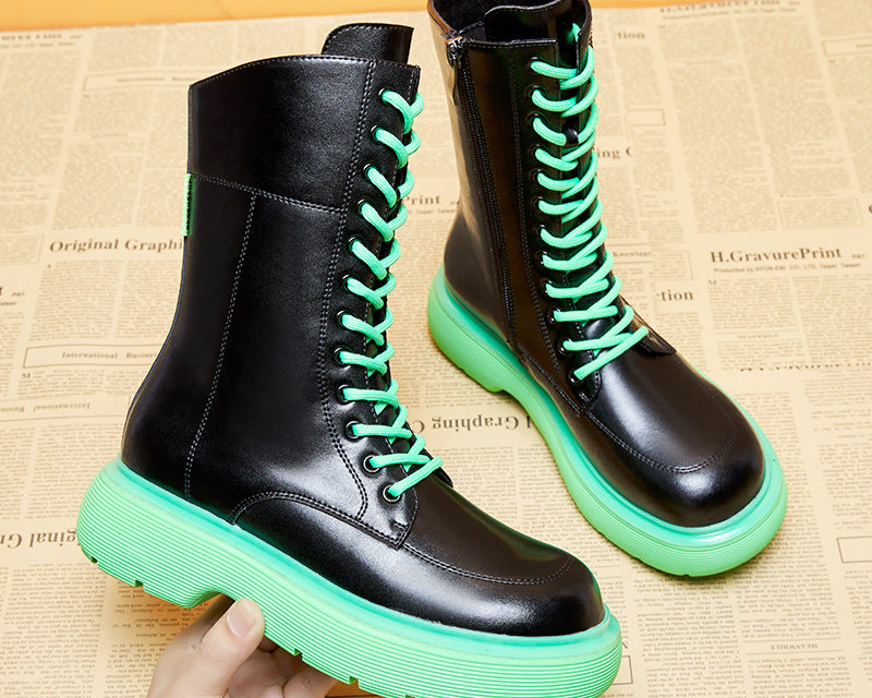 Martin Boots Women's Vintage Leather 2021 New Retro Thick-Soled Chunky Boots Women's Patent Leather Short Boots - NEWYORKLISTED