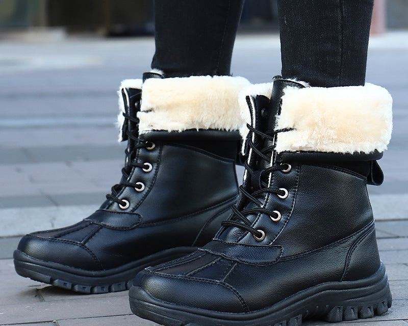 2021 Winter New Women's Leather Boots Martin Boots High Top Leather Shoes - NEWYORKLISTED