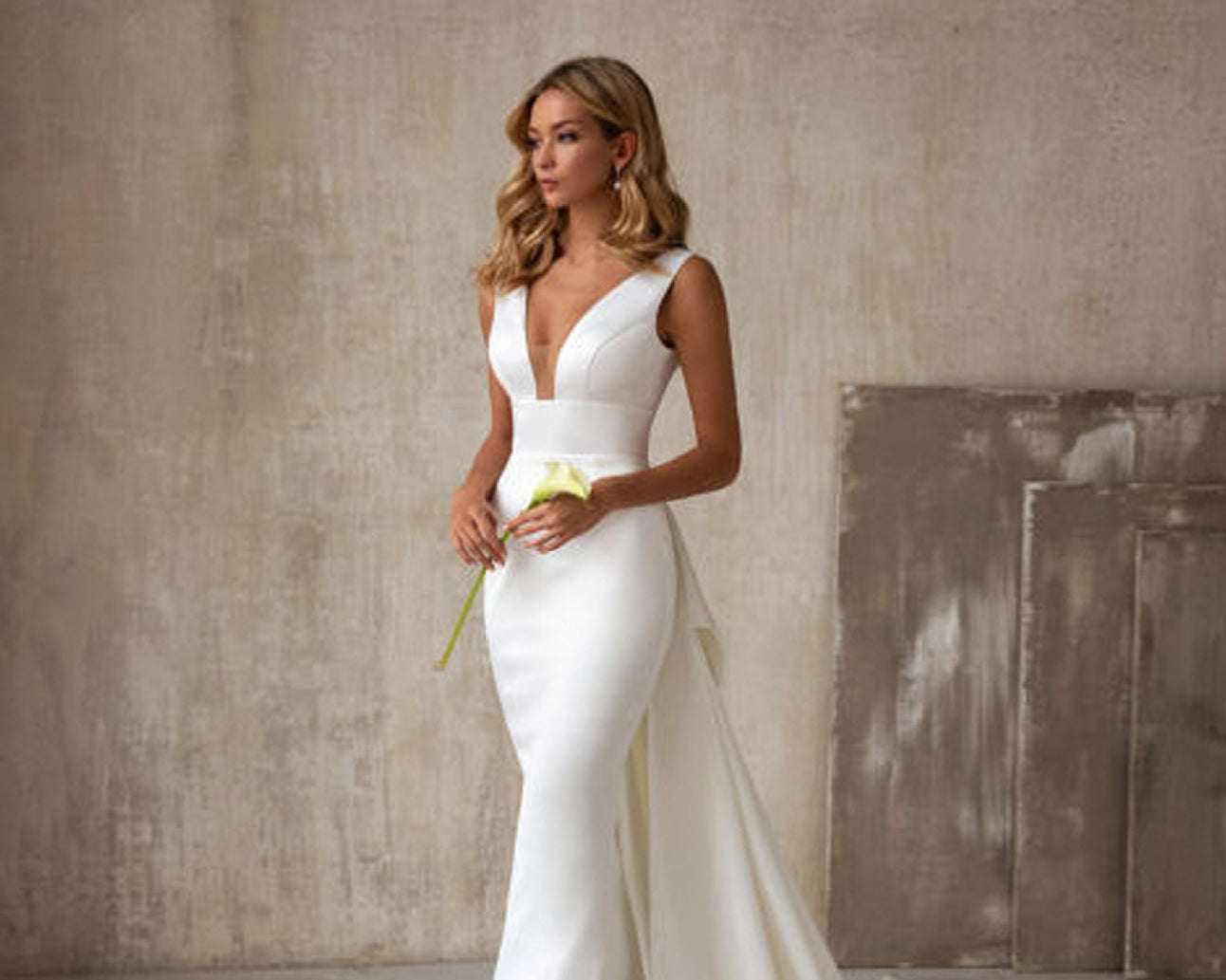 Satin Wedding Dresses Simple Sleeveless With Detachable Tail Mermaid - NEWYORKLISTED