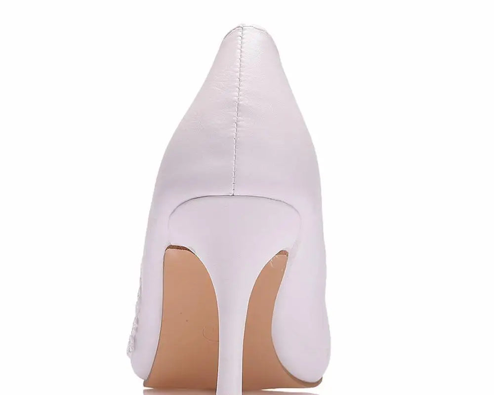White Lace High Heels Wedding Shoes Bride Party Shoes Women Pumps Paltform Ladies Sandals Bridal Shoes Ankle Strap Wedges - NEWYORKLISTED