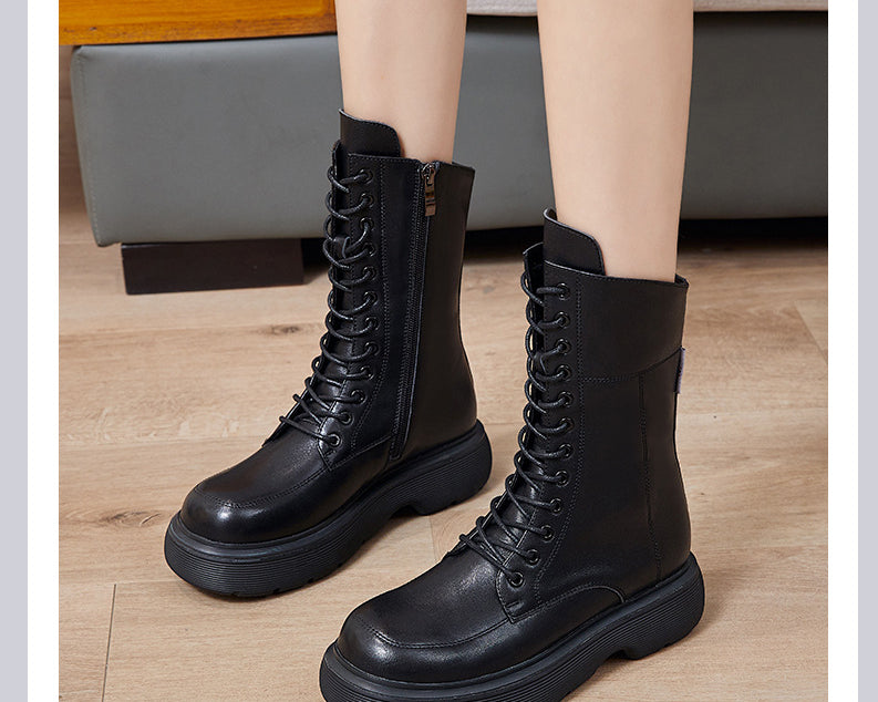 Martin Boots Women's Vintage Leather 2021 New Retro Thick-Soled Chunky Boots Women's Patent Leather Short Boots - NEWYORKLISTED