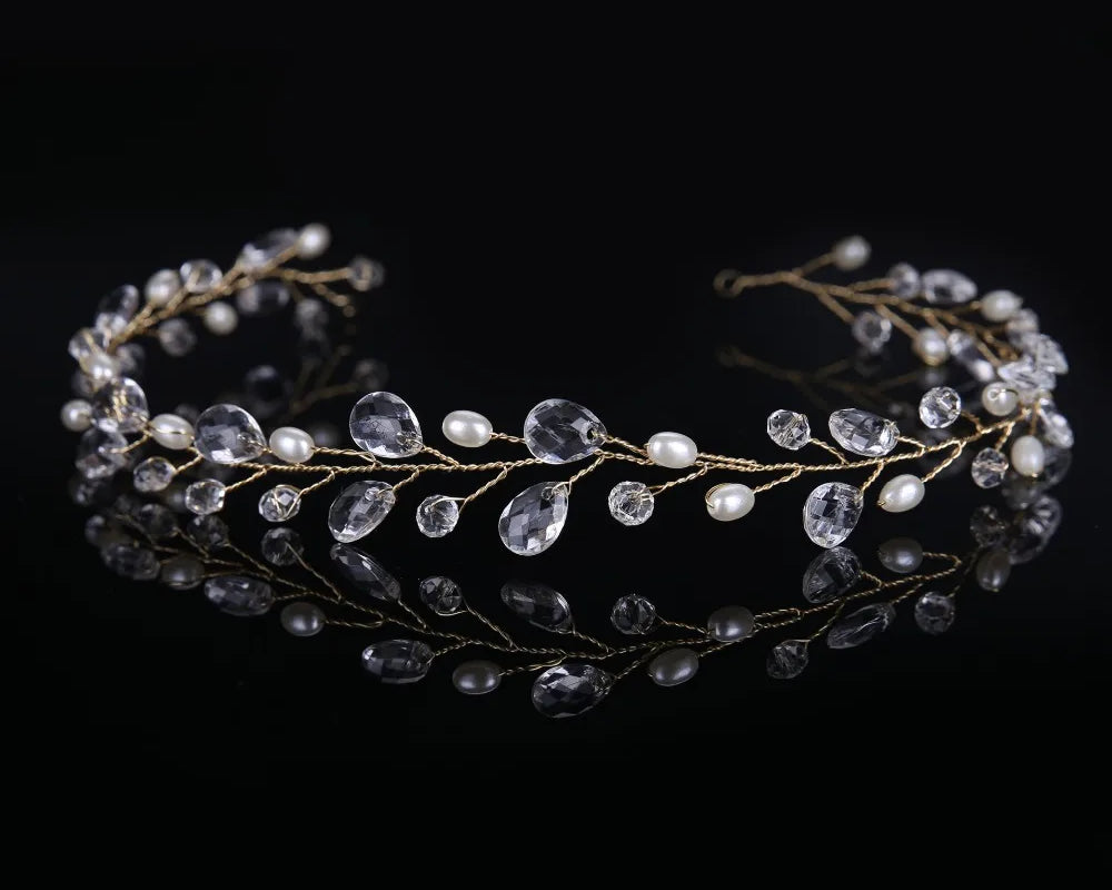 Glowing crystal necklace on a black background