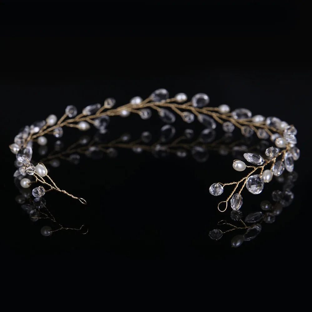 Delicate beaded headband on a black background