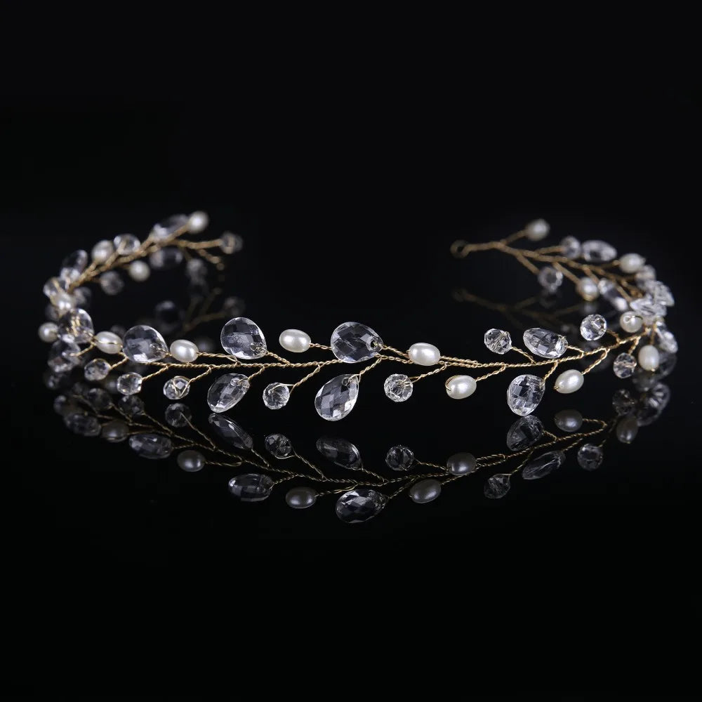 Glowing crystal necklace on a black background