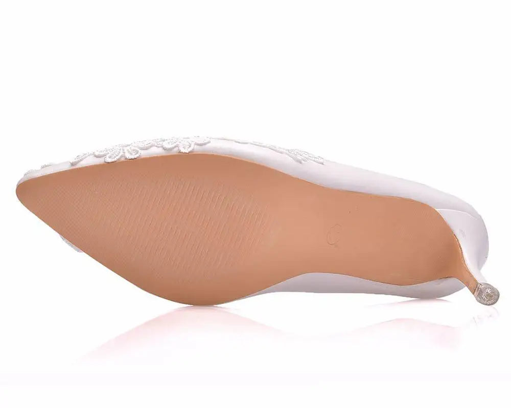 White Lace High Heels Wedding Shoes Bride Party Shoes Women Pumps Paltform Ladies Sandals Bridal Shoes Ankle Strap Wedges - NEWYORKLISTED