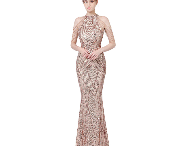 Backless Lace Evening Dress Women Party Long Wear Sequin Fishtail Silk Sexy Dresses Gowns for Women Evening Dresses Elegant - NEWYORKLISTED