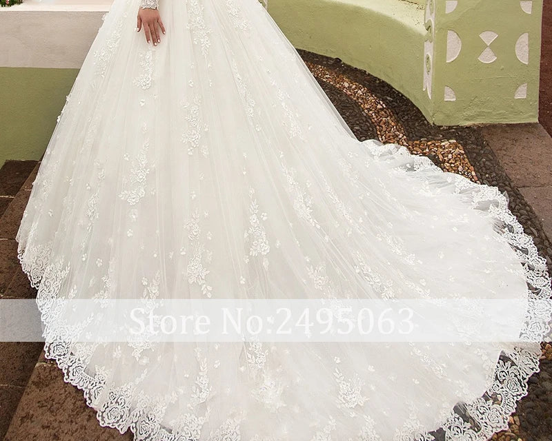 NEWYORKLISTED ELEGANT Long Sleeve Princess Bridal Gown Customized - NEWYORKLISTED