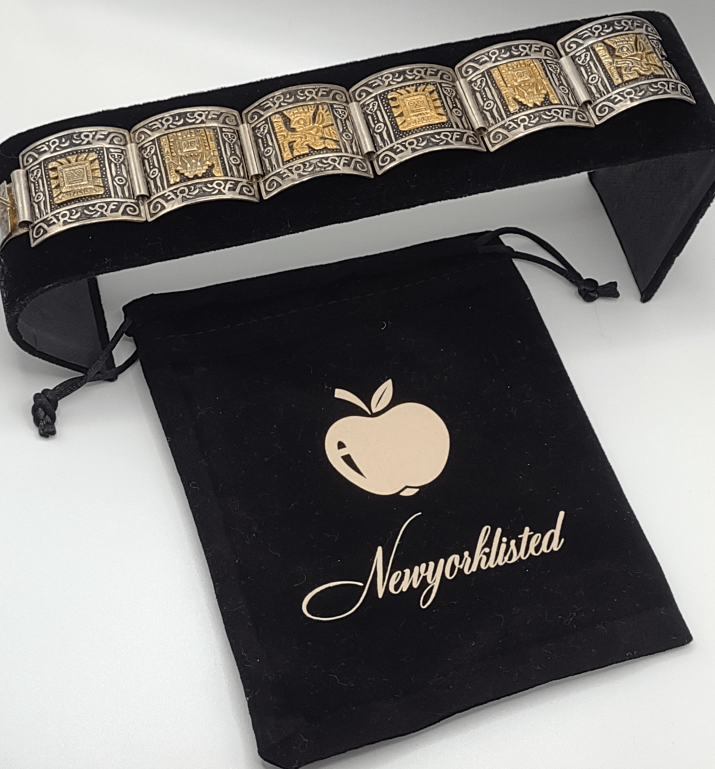 NEWYORKLISTED Vintage Jewelry Collection - Aztec Majesty Sterling Silver Bracelet - NEWYORKLISTED