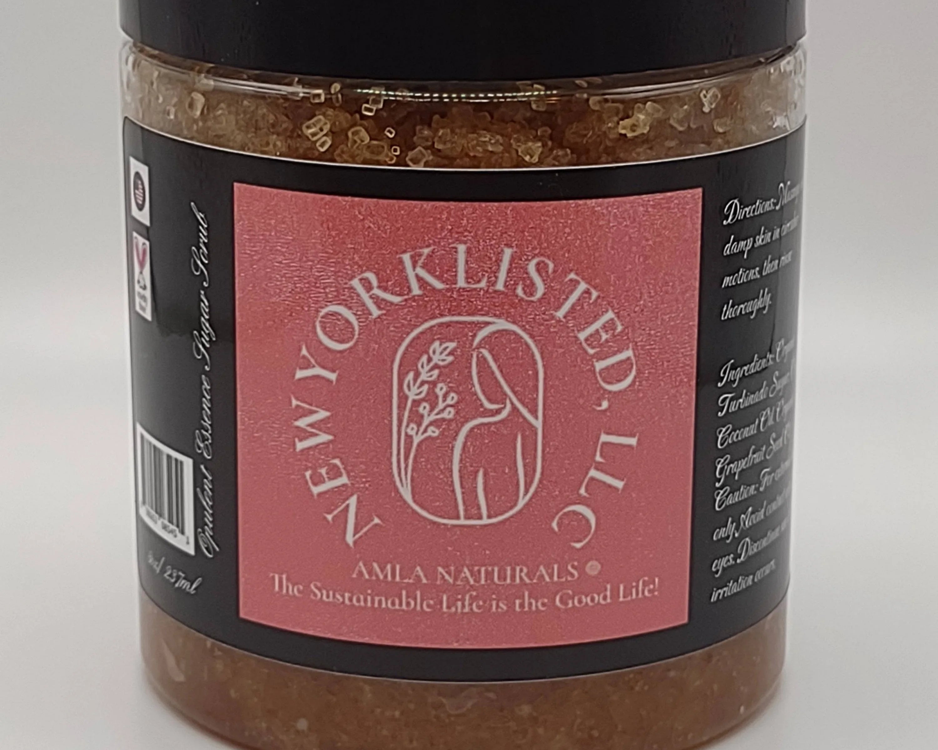 AMLA NATURALS Opulent Essence Sugar Scrub, 8oz Jar Organic Three Simple Ingredients