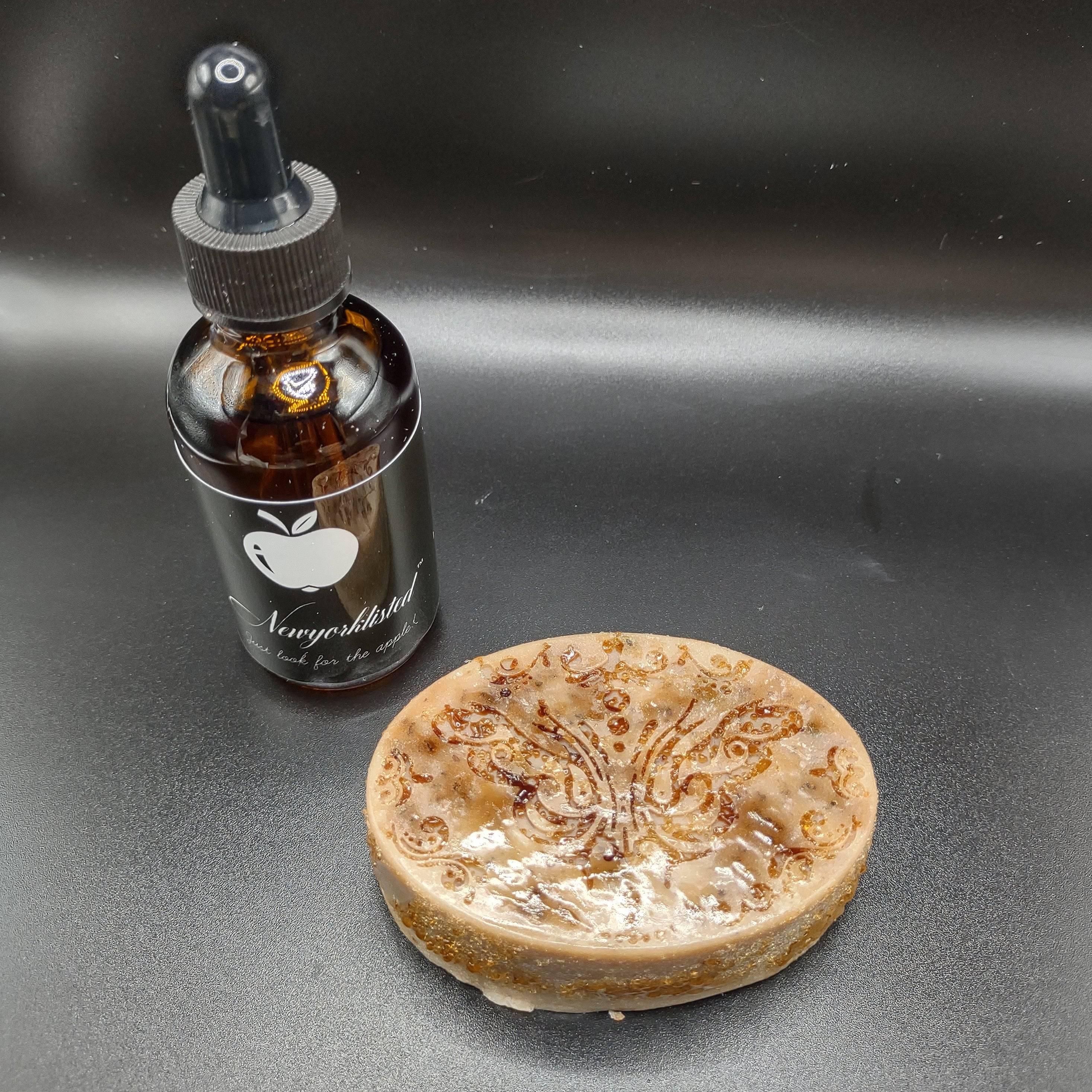 AMLA NATURALS - Hibiscus Silk Oasis Bar with a bottle of NEWYORKLISTED Organic Oils