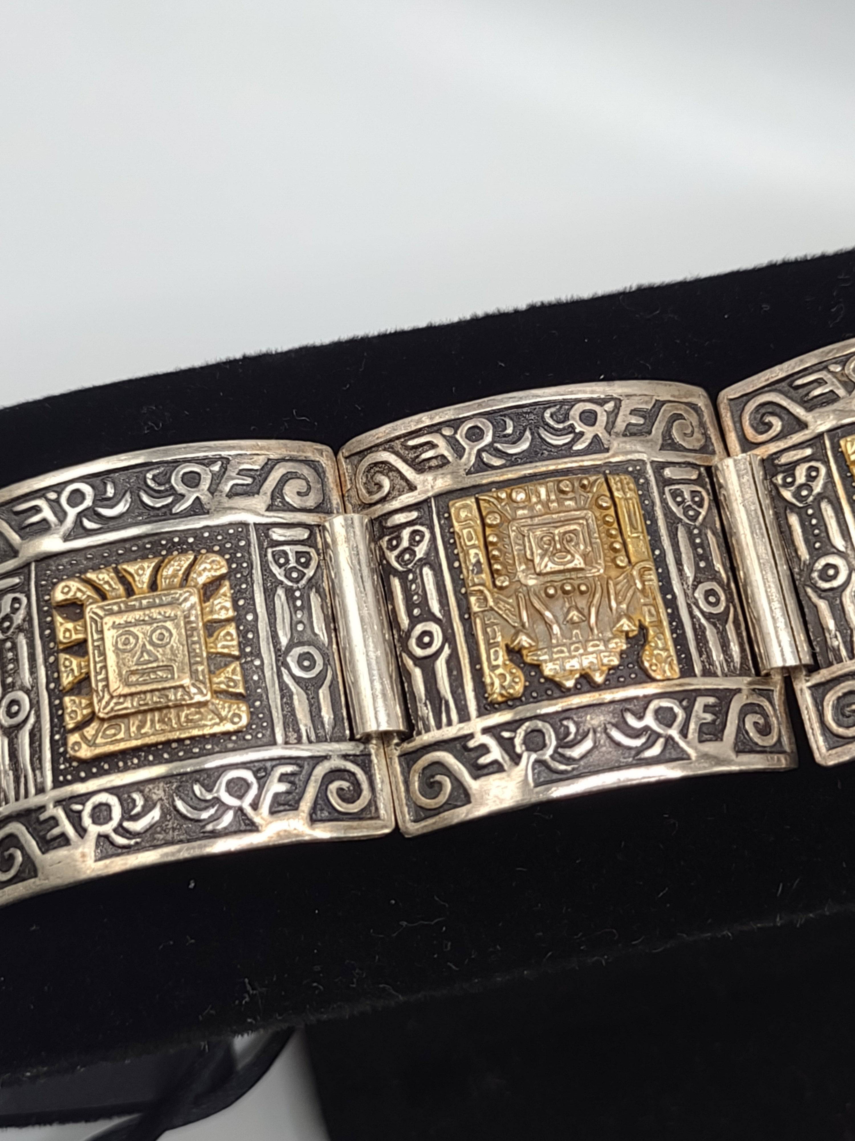 NEWYORKLISTED Vintage Jewelry Collection - Aztec Majesty Sterling Silver Bracelet - NEWYORKLISTED