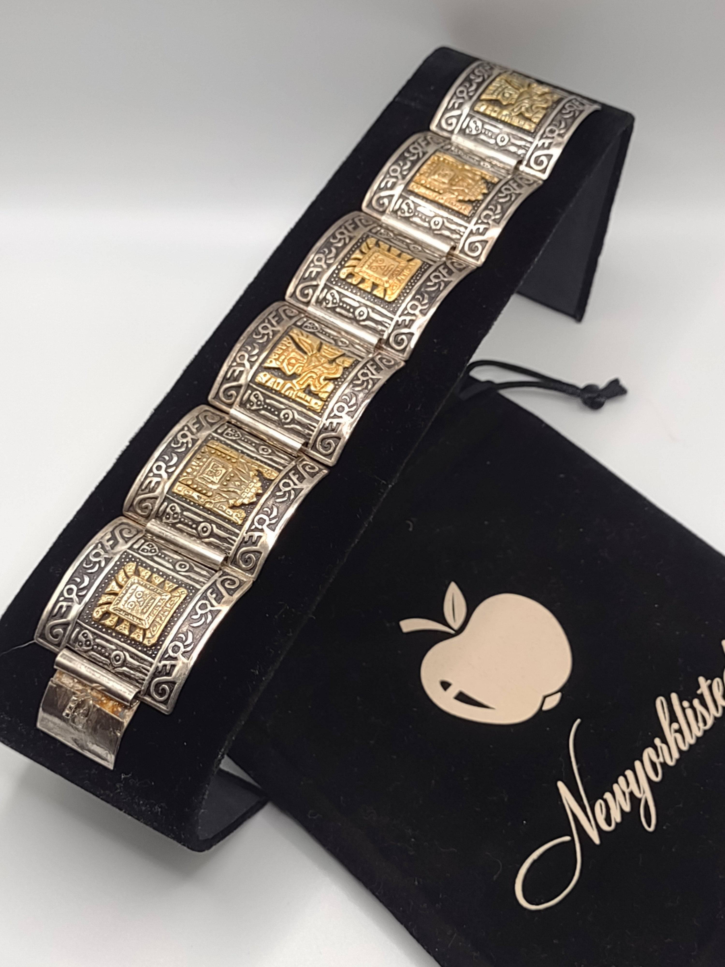 NEWYORKLISTED Vintage Jewelry Collection - Aztec Majesty Sterling Silver Bracelet - NEWYORKLISTED