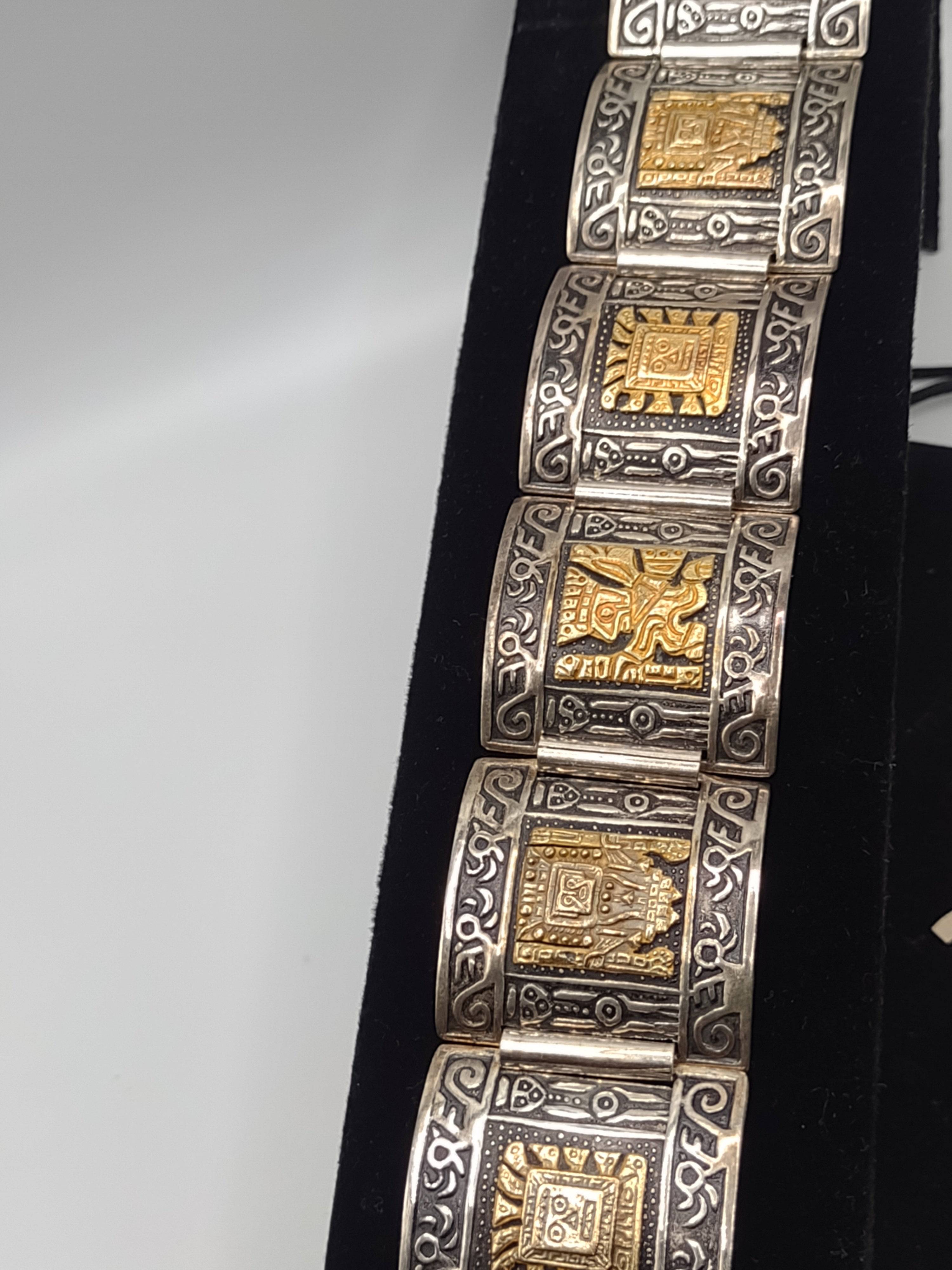 NEWYORKLISTED Vintage Jewelry Collection - Aztec Majesty Sterling Silver Bracelet - NEWYORKLISTED