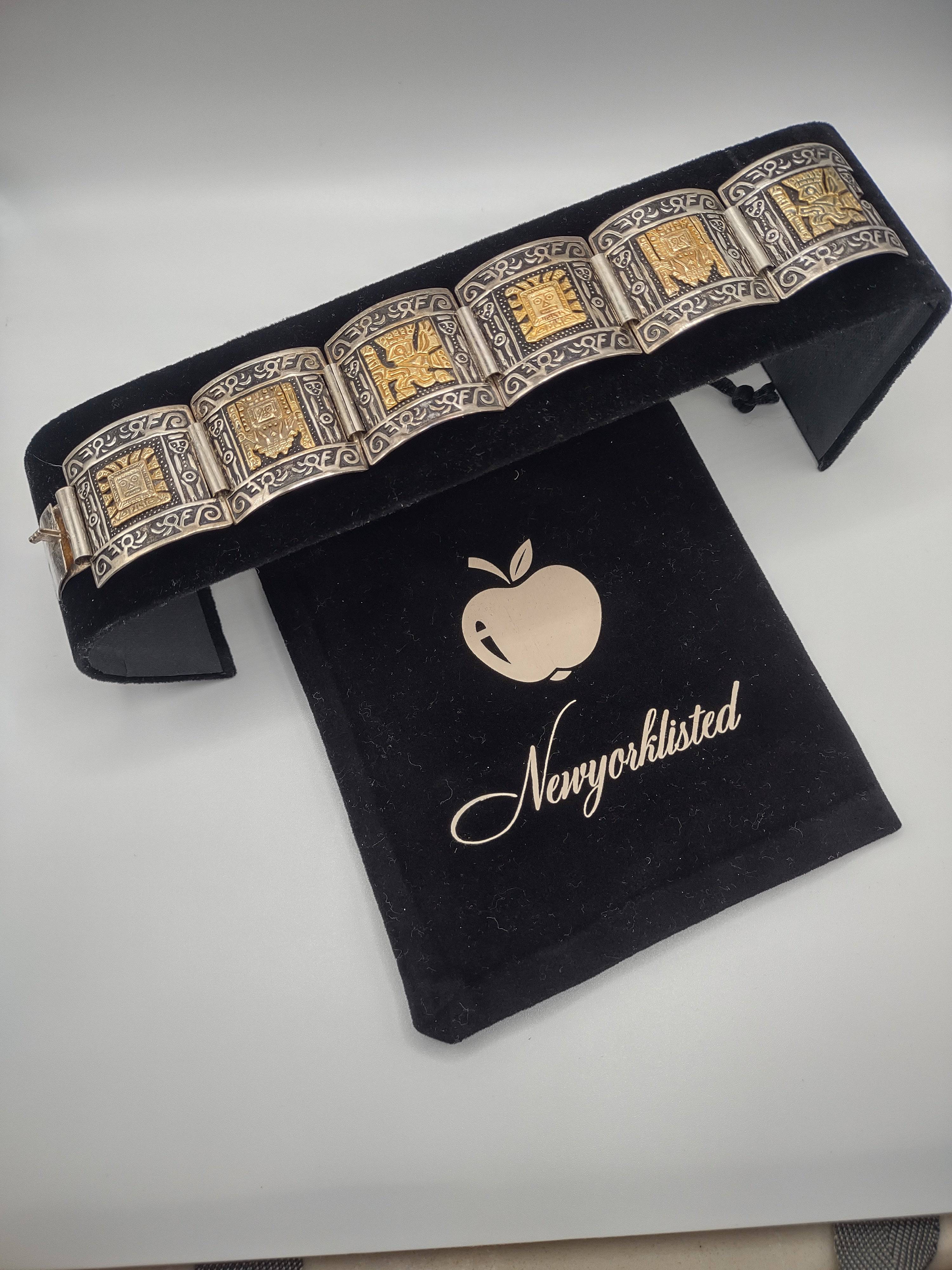 NEWYORKLISTED Vintage Jewelry Collection - Aztec Majesty Sterling Silver Bracelet - NEWYORKLISTED