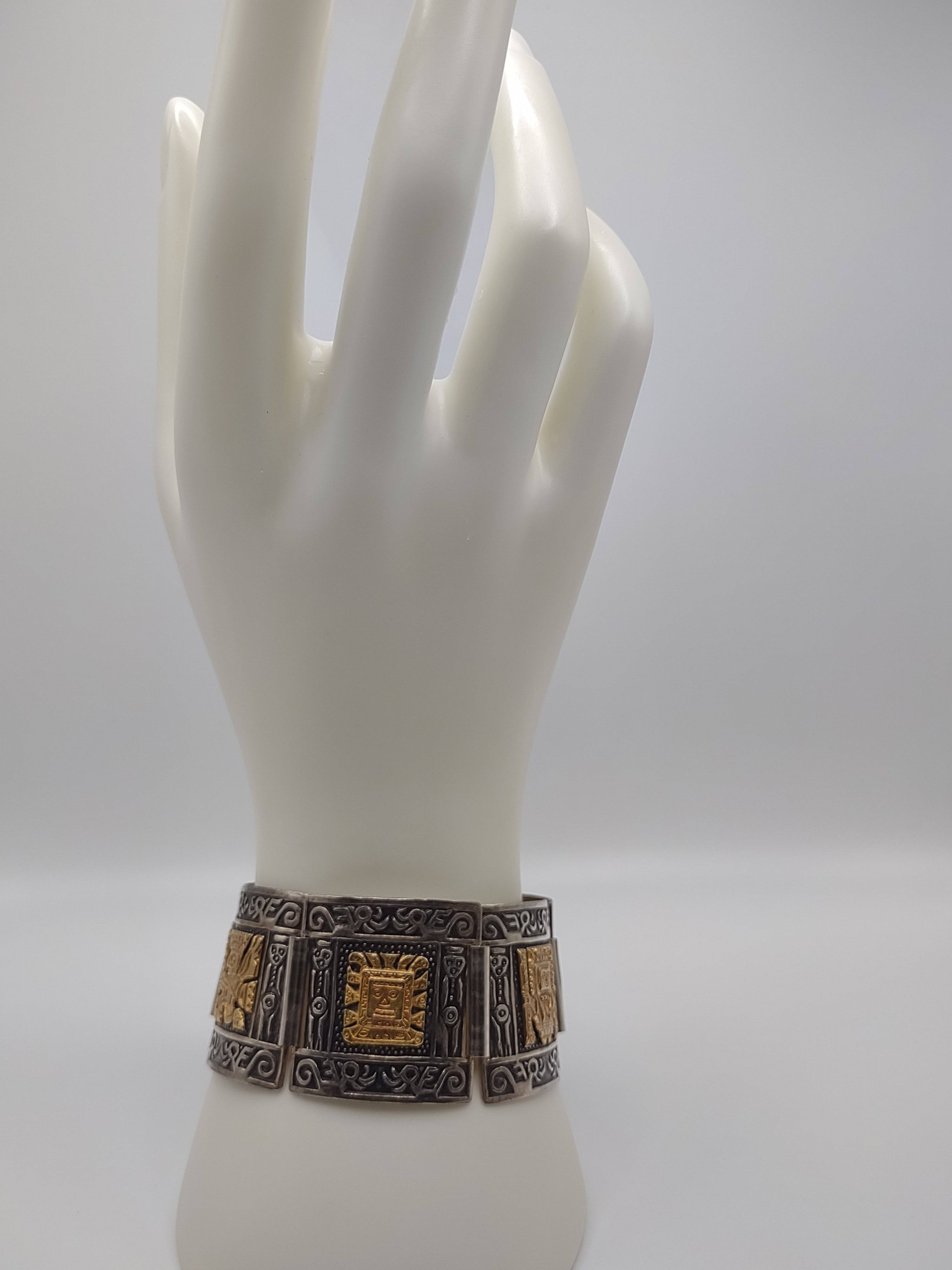 NEWYORKLISTED Vintage Jewelry Collection - Aztec Majesty Sterling Silver Bracelet - NEWYORKLISTED