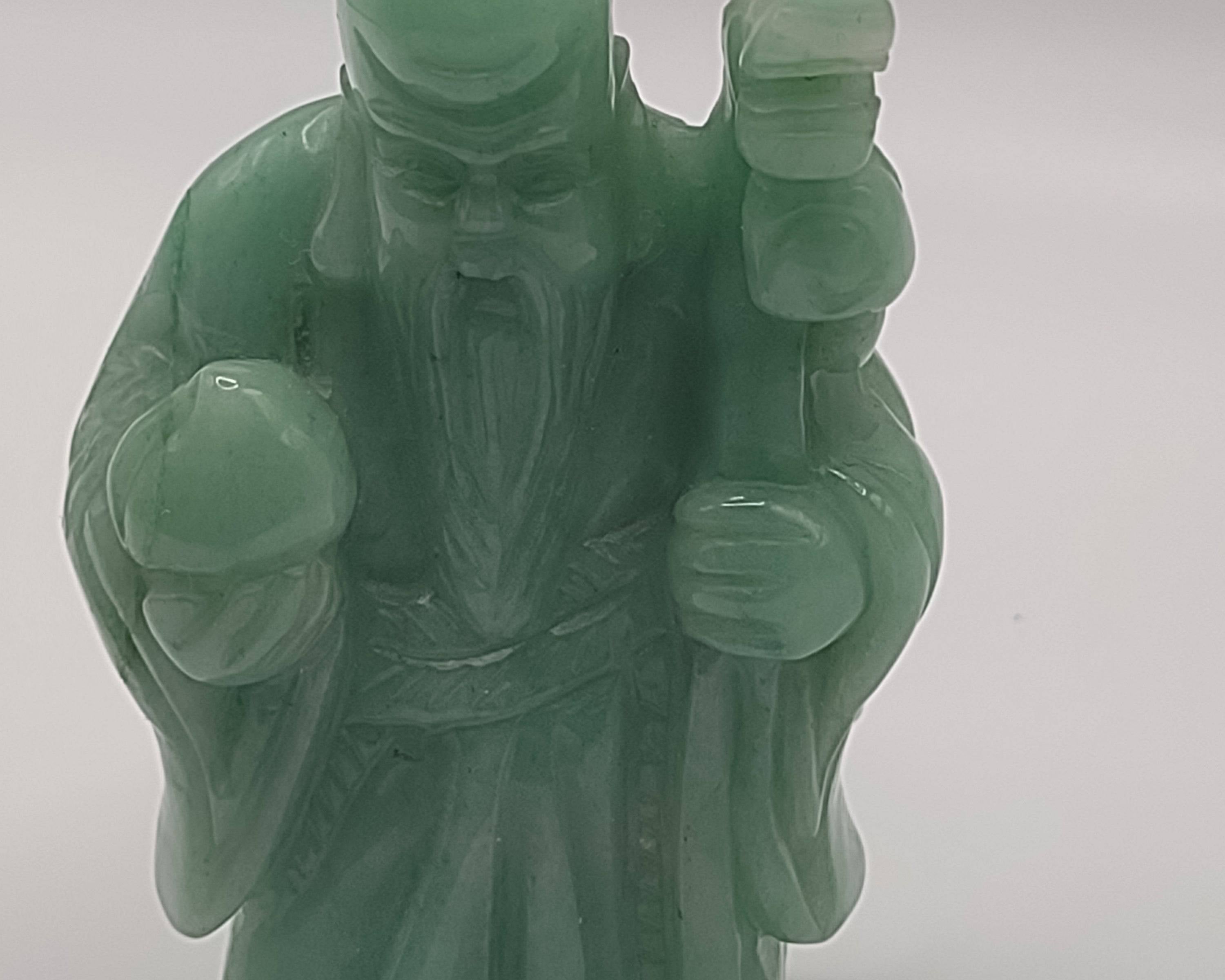Hand-Carved Solid Jade Figurine – Shou Lao, God of Longevity: NEWYORKLISTED UNIQUE FINDS COLELCTION - NEWYORKLISTED