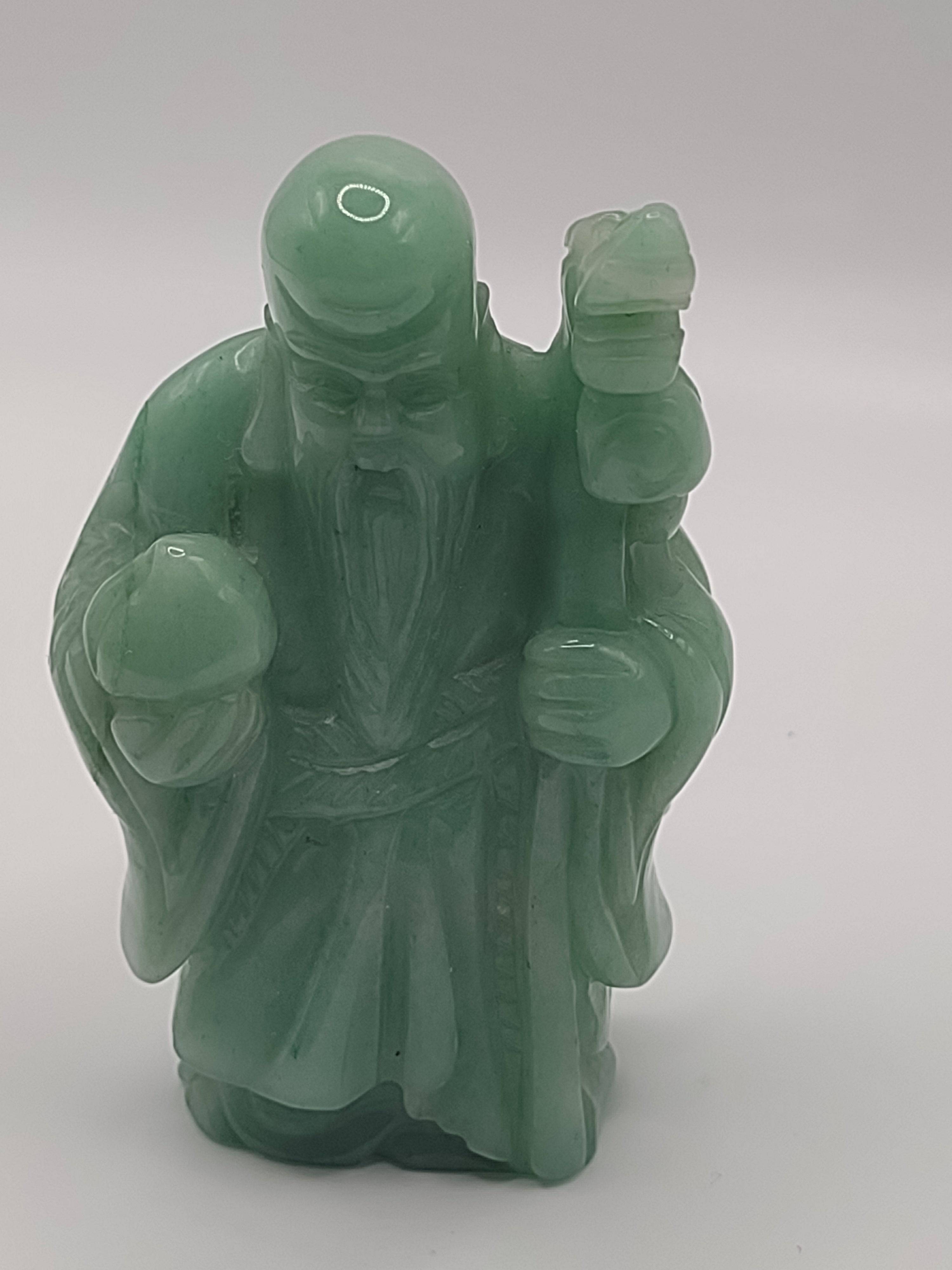 Hand-Carved Solid Jade Figurine – Shou Lao, God of Longevity: NEWYORKLISTED UNIQUE FINDS COLELCTION - NEWYORKLISTED