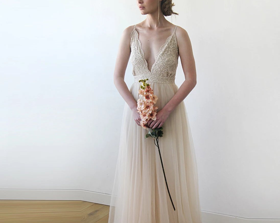 NEWYORKLISTED ELEGANT Bride Collection: Champagne Wedding Dress #1205 - NEWYORKLISTED