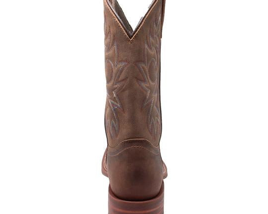 Men's 11" Western Sqaure Toe Brown Leather Boots-2