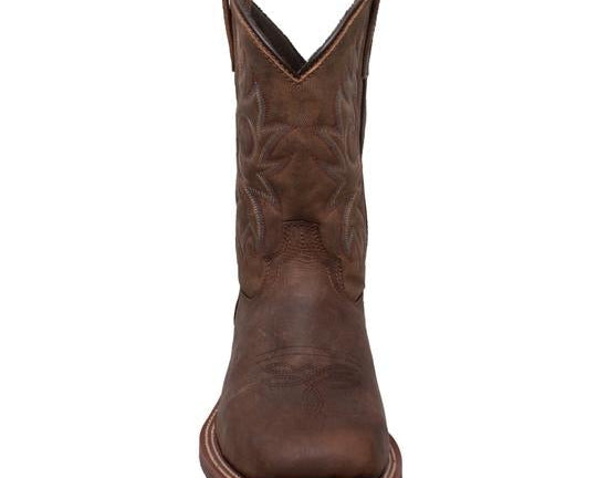 Men's 11" Western Sqaure Toe Brown Leather Boots-4
