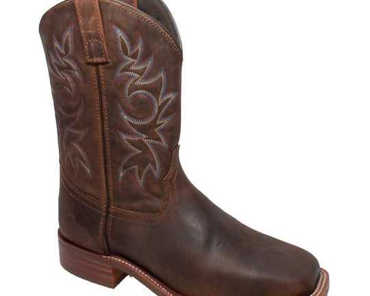 Men's 11" Western Sqaure Toe Brown Leather Boots-0