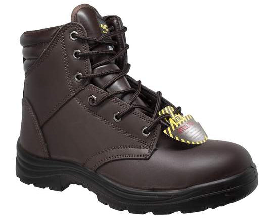 Men's 6" Brown Steel Toe Work Leather Boots-0