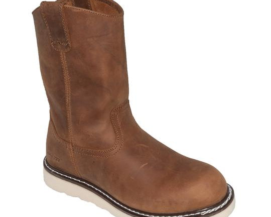 Men's 8" Side Zipper Pull On Wellington Leather Boots-0