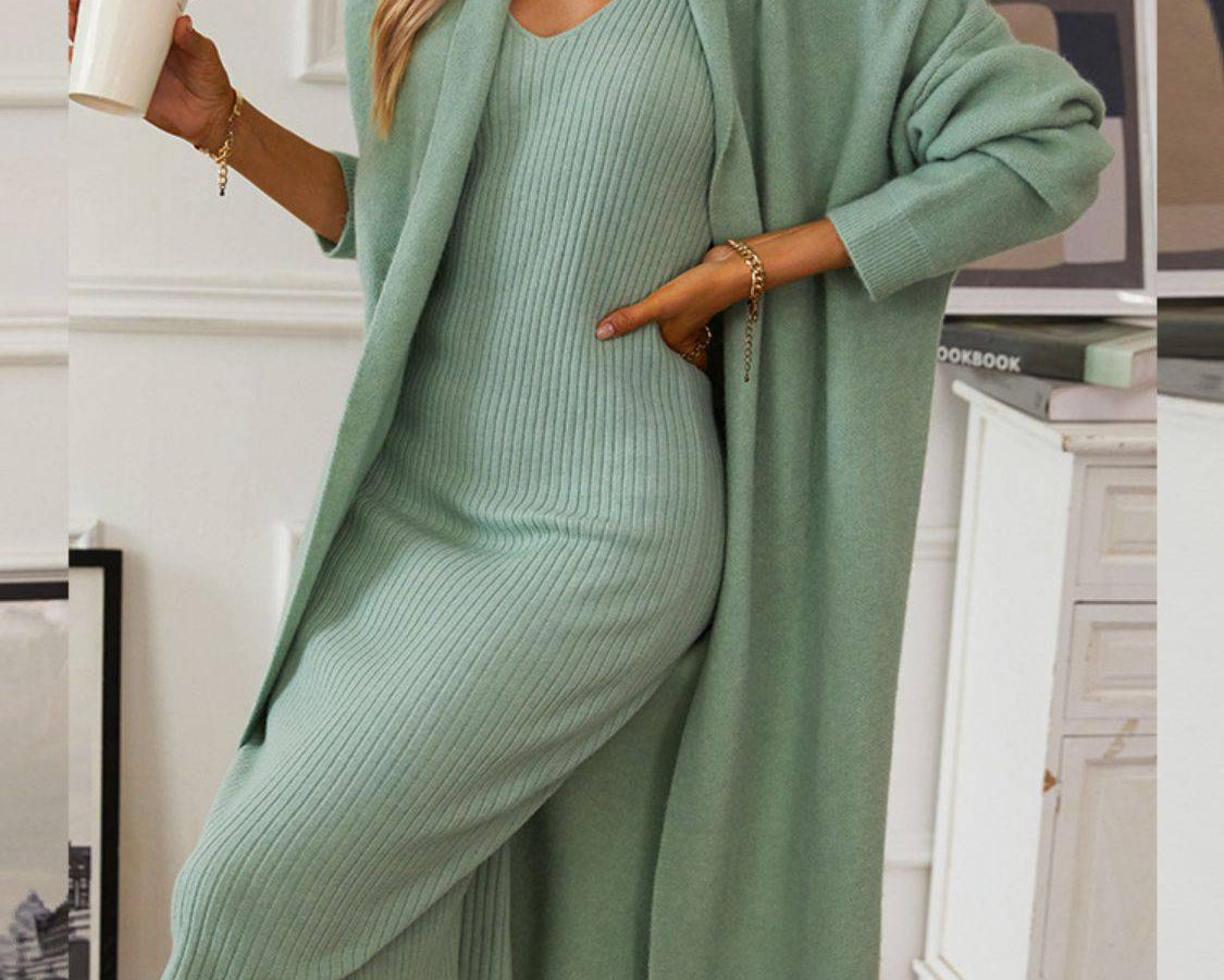 NEWYORKLISTED STYLE COLLECTION: Open Front Cardigan Sweater Dress Set - NEWYORKLISTED