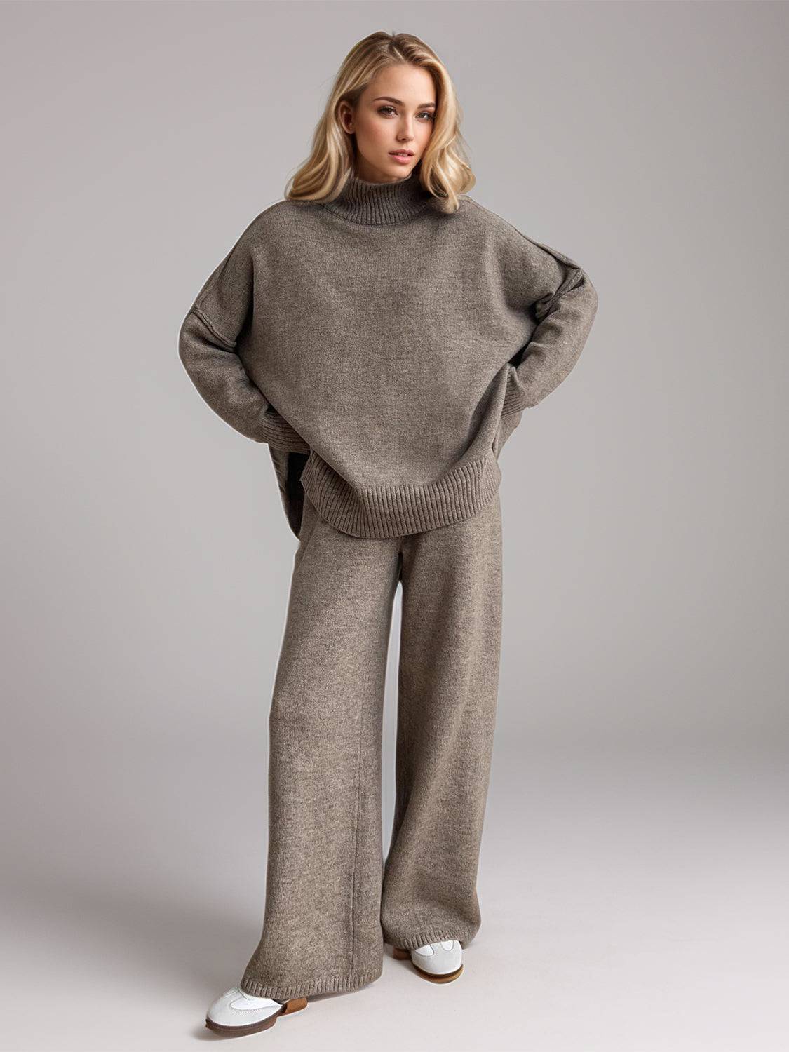 NEWYORKLISTED STYLE COLLECTION: Turtleneck Long Sleeve Top and Pants Sweater Set - NEWYORKLISTED