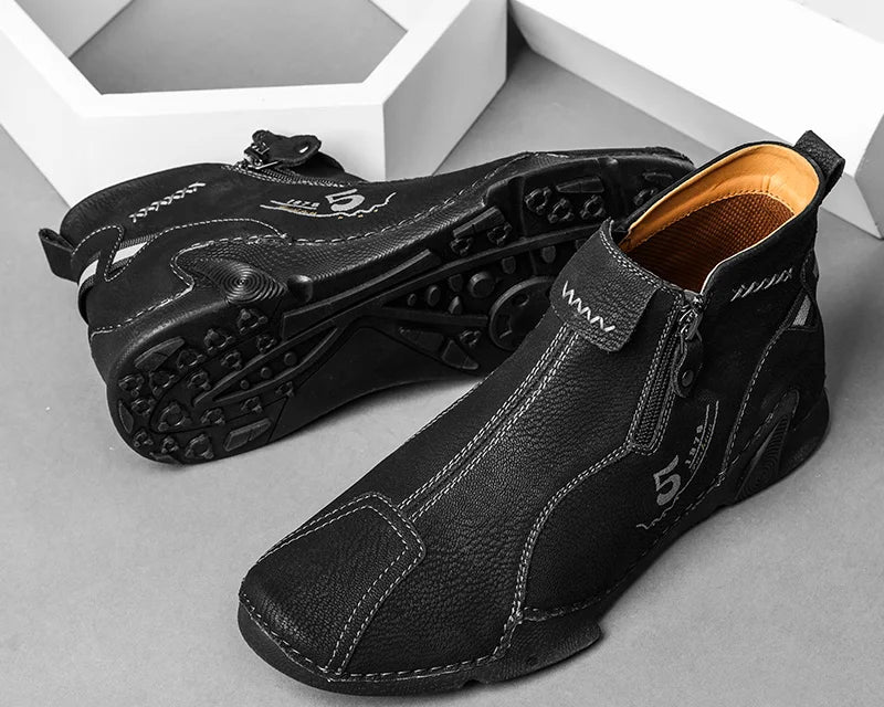 Winter New Chelsea Men's Boots Suede Ankle Boot British Style Leather Boots Men Fashion Boots Soft Sole Round Head Wedding Boots - NEWYORKLISTED