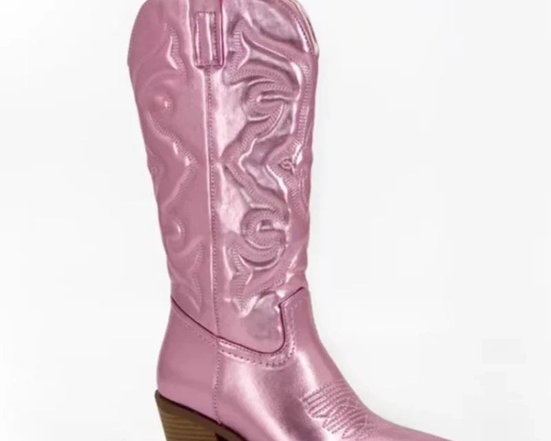 Fashion Women 2023 Cowboy Short Ankle Boots for Women Chunky Heel Cowgirl Boots Embroidered Mid Calf Western Boots Hot - NEWYORKLISTED