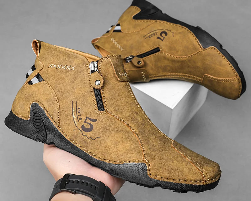 Winter New Chelsea Men's Boots Suede Ankle Boot British Style Leather Boots Men Fashion Boots Soft Sole Round Head Wedding Boots - NEWYORKLISTED